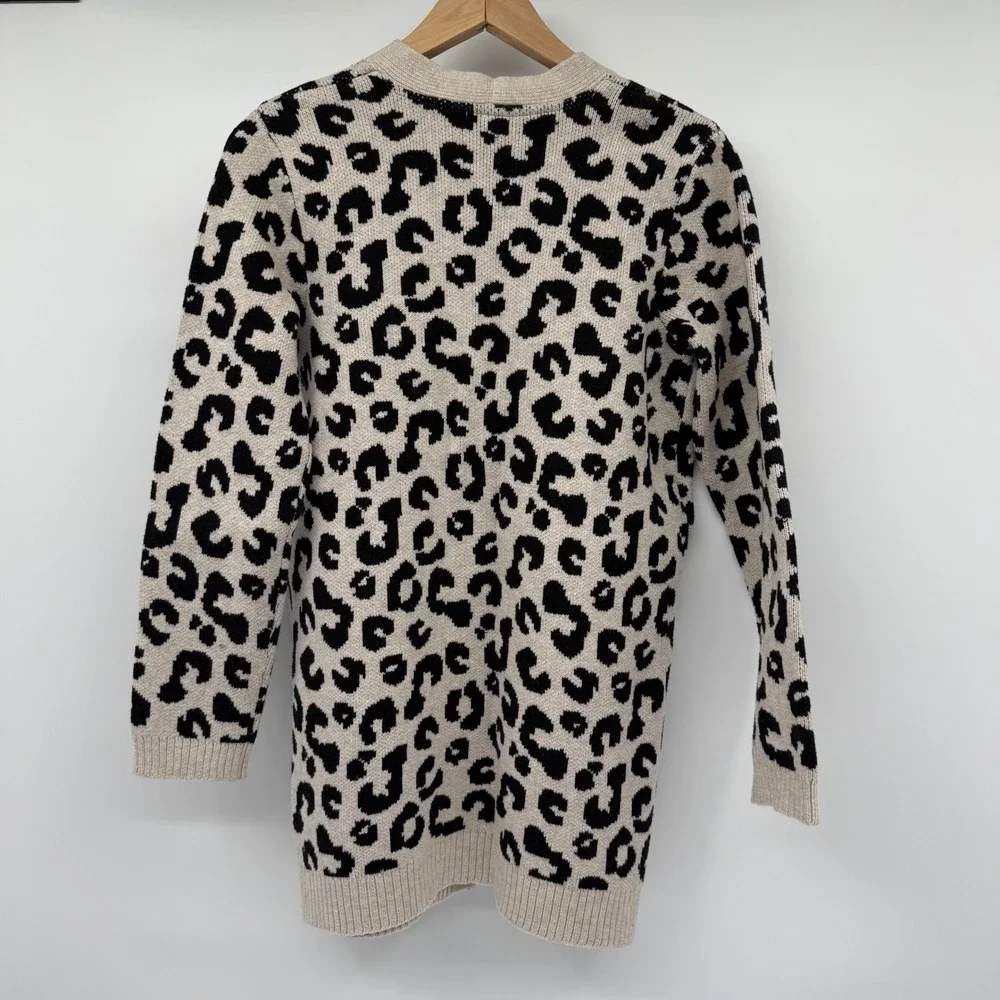 J. Jill‎ Women's Cardigan Leopard Print Size Small Button Front Black Tan Casual
